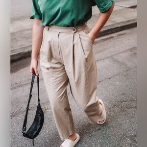 Classic Tan Pleated Trousers
